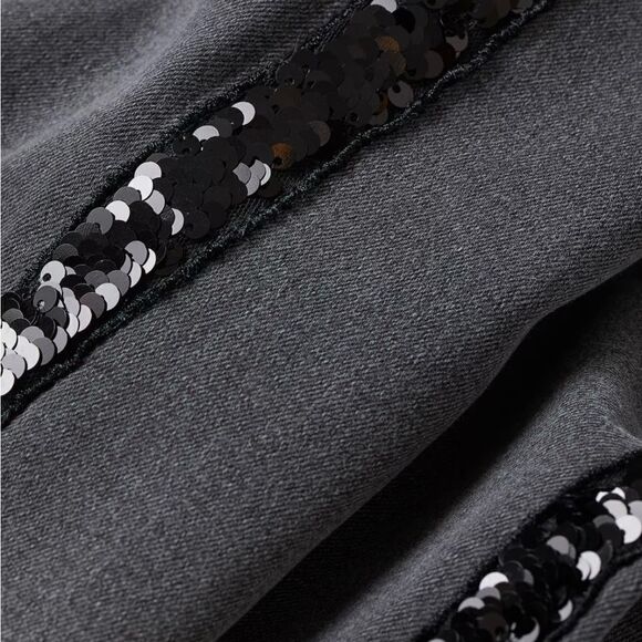 H&M Divided Sequin Tuxedo Stripe Slim High Waist Skinny Jeans Dark Grey 8 - Picture 4 of 12